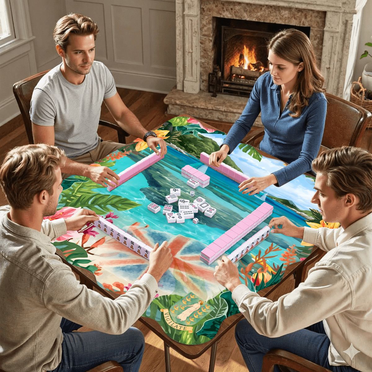 Scalloped Mahjong Mat British Virgin Islands Tropical Mahj Vacation - Splash of Color Co.