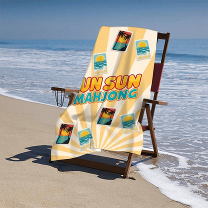 Mahjong Beach Towel Sunburst Mahj Tiles Microfiber Absorbent Poolside Towel - Splash of Color Co.