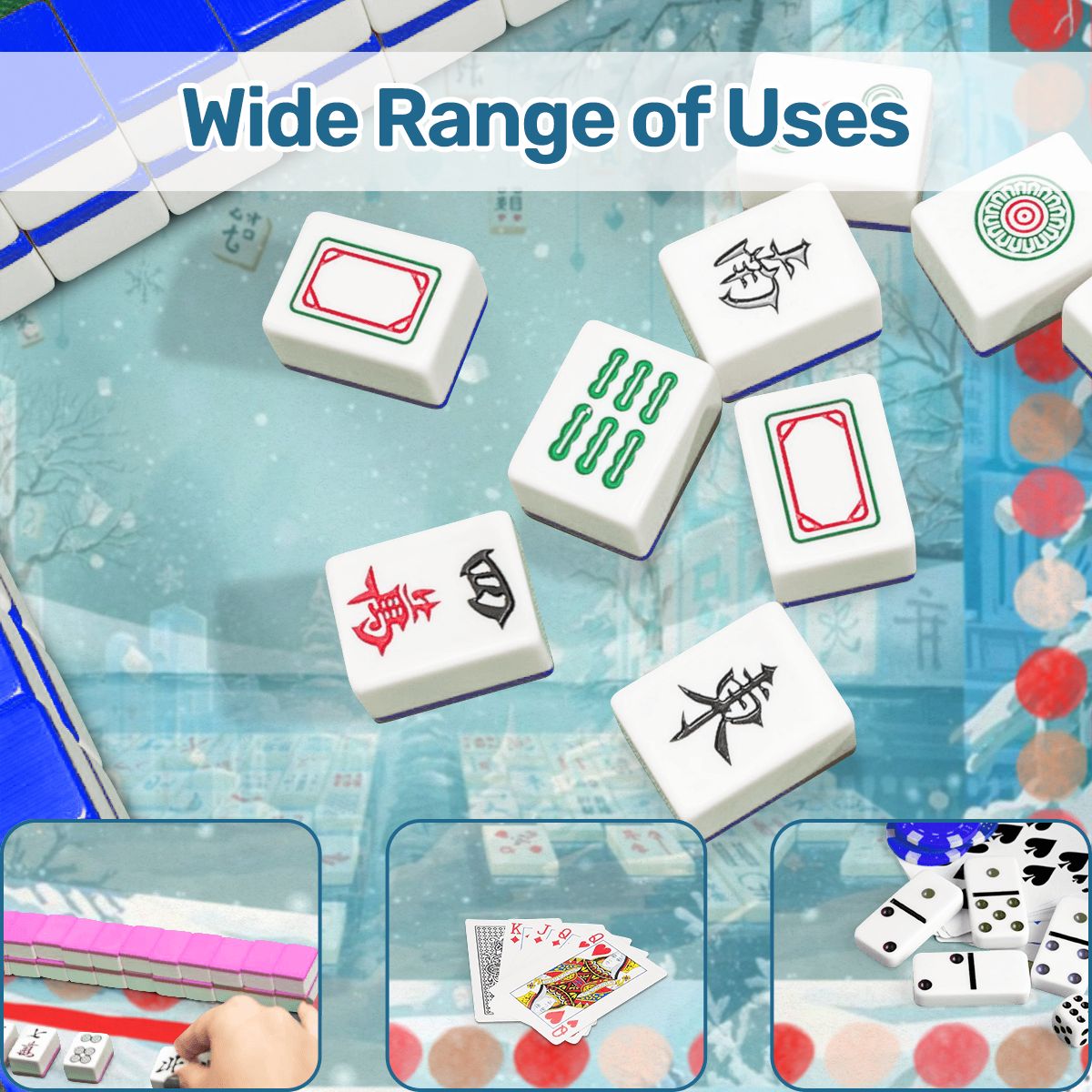 Whimsical Winter Mahjong in Moonlight, Frosty Cold Winter Night Mahj Game Night - Splash of Color Co.