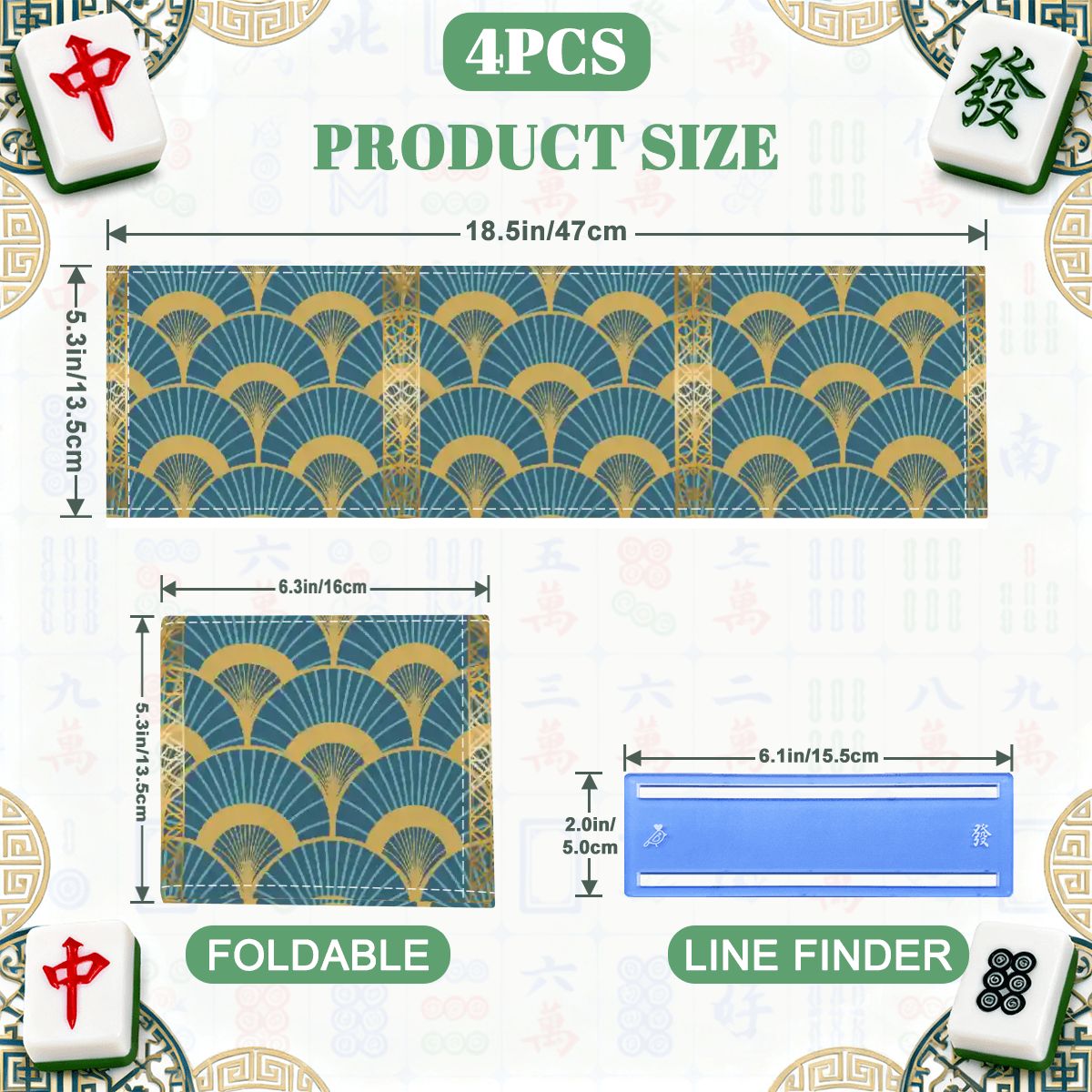 Art Deco Mahjong Lady Luck’s 4 Mahjong Card Holder with Line Finder - Splash of Color Co.