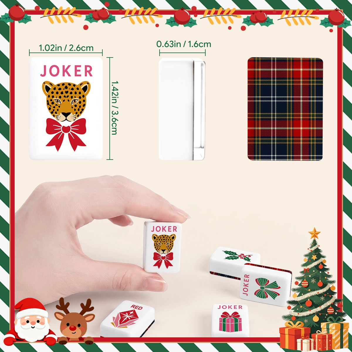 Christmas Plaid Glam Holiday Christmas Mahjong Tiles And Carry Case