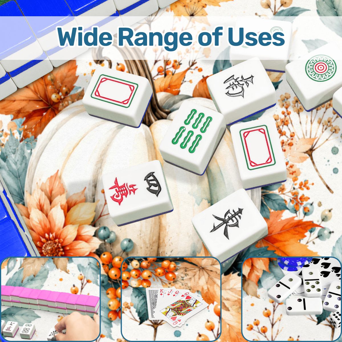 Falling For Fall Watercolor Pumpkin Round Mahjong Mat
