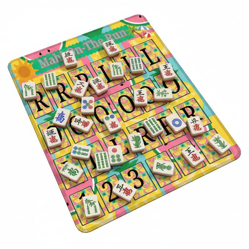 Mahj On The Run Solo Practice Mini Pad Mahjong Mat Stitched Edge (Vertical) - Splash of Color Co.
