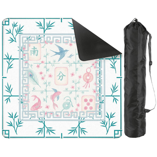 Mahjong Mat Watercolor Asian Zen Floral Pastel Mahjong Tile Game Mat