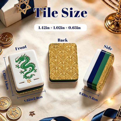 Deco Gold Hanukkah Mahjong Tiles And Carry Case - Splash Of Mahj And Color Co.