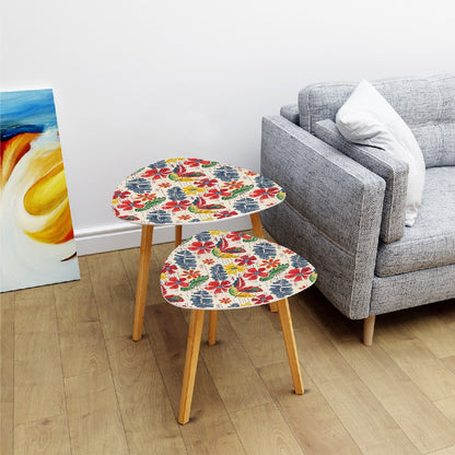 Bold Floral Vintage Heritage Blue Yellow Green Modern Nesting Tables
