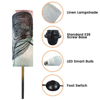 Bohemian Blue Blush Pink Watercolor Reading Nook Floor Lamp