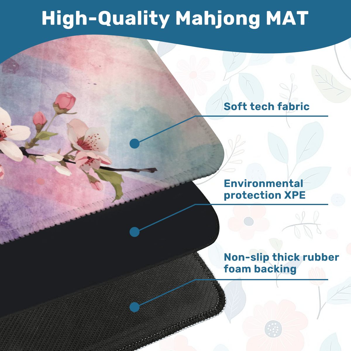 Blossoms in Bloom Watercolor Plaid Mahjong Mat 33"x33 - Splash of Color Co.