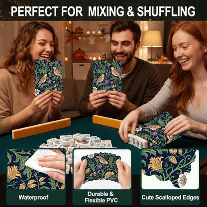 William Morris Birds On A Vine Scalloped Mahjong Shuffler Cards  Set of 4