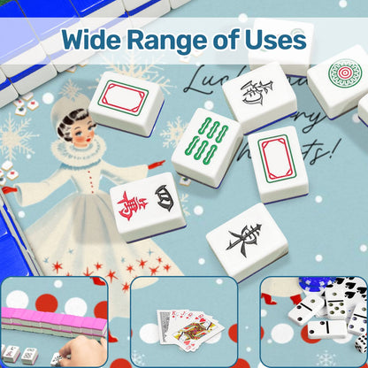 Mahjong Christmas Winter Game Mat Lucky Hands Merry Hearts Nostalgic Christmas Mahjong Mat