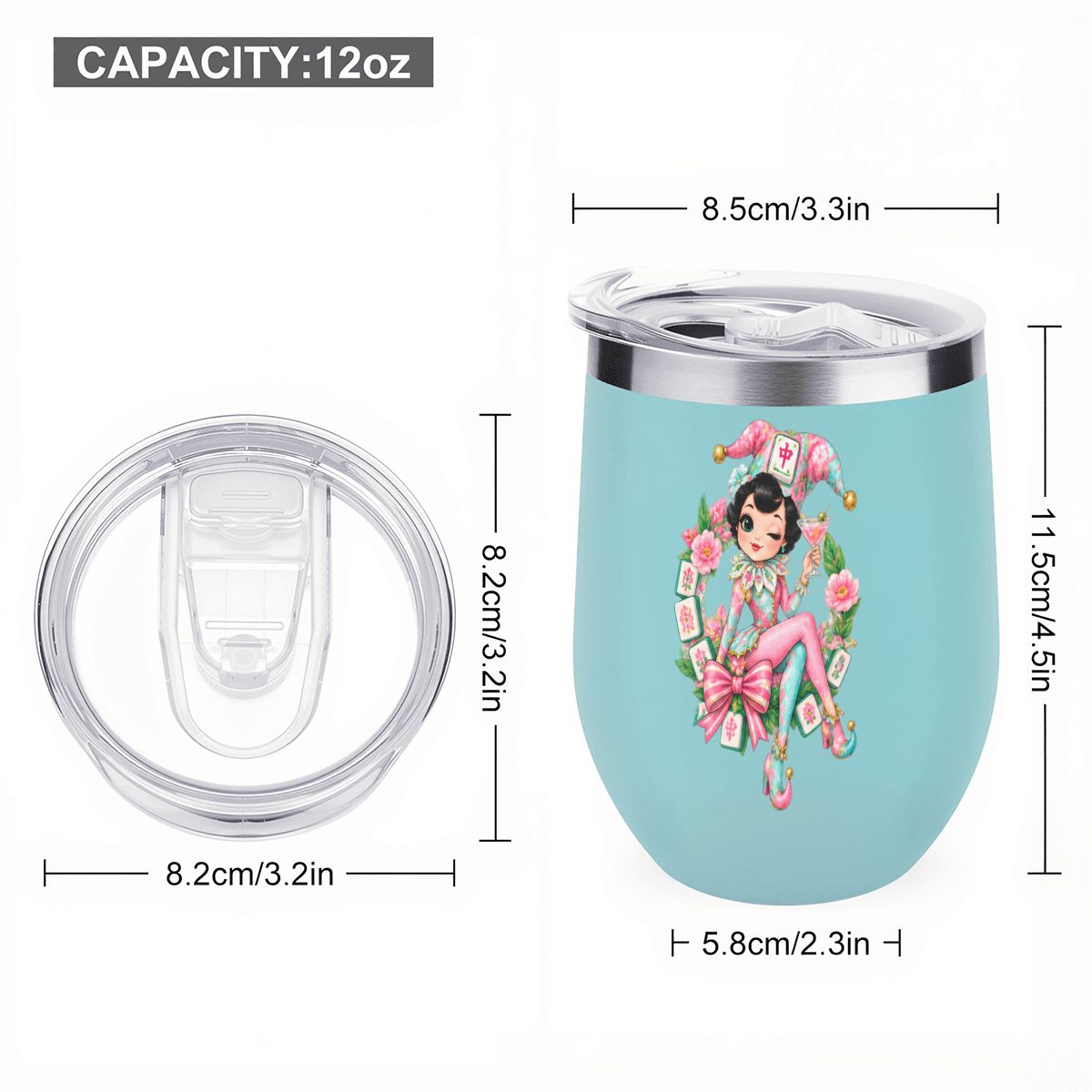 Mahjie The Mascot Egg Shaped Wine Tumbler - Splash Of Mahj And Color Co.