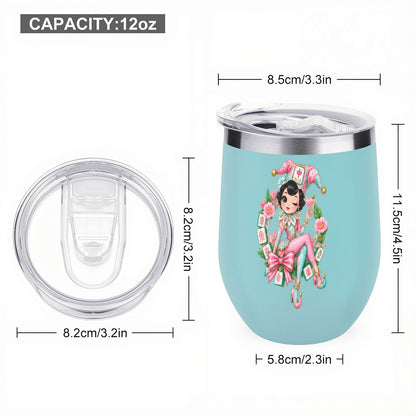 Mahjie The Mascot Egg Shaped Wine Tumbler - Splash Of Mahj And Color Co.