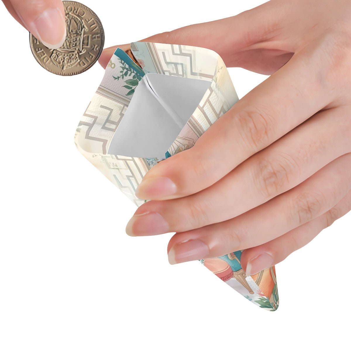 Mahjong Garden Tea Room Leather Coin Dice Purse - Splash of Color Co.