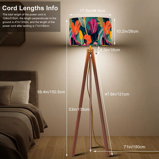 Grand Bohemian Modern Tripod Floor Lamp Orange, Teal, Yellow Fuchsia - Splash of Color Co.