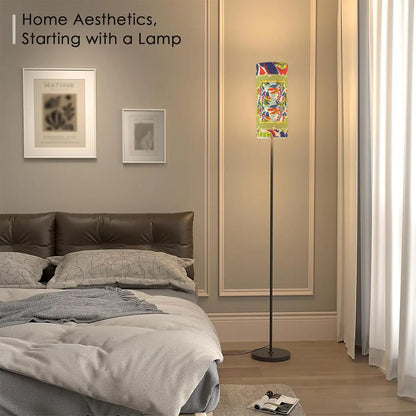 Heritage Floral Green Coral Blue Floor Lamp Modern Standing Lamp