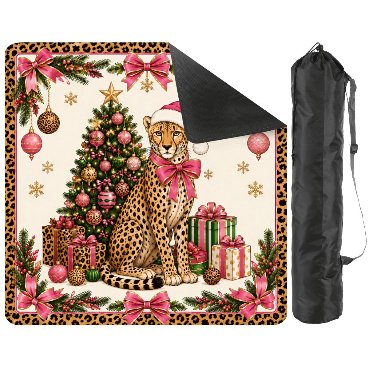 Leopard Luxe Holiday Collection Holiday Christmas Mahjong Mat - Splash Of Mahj And Color Co.