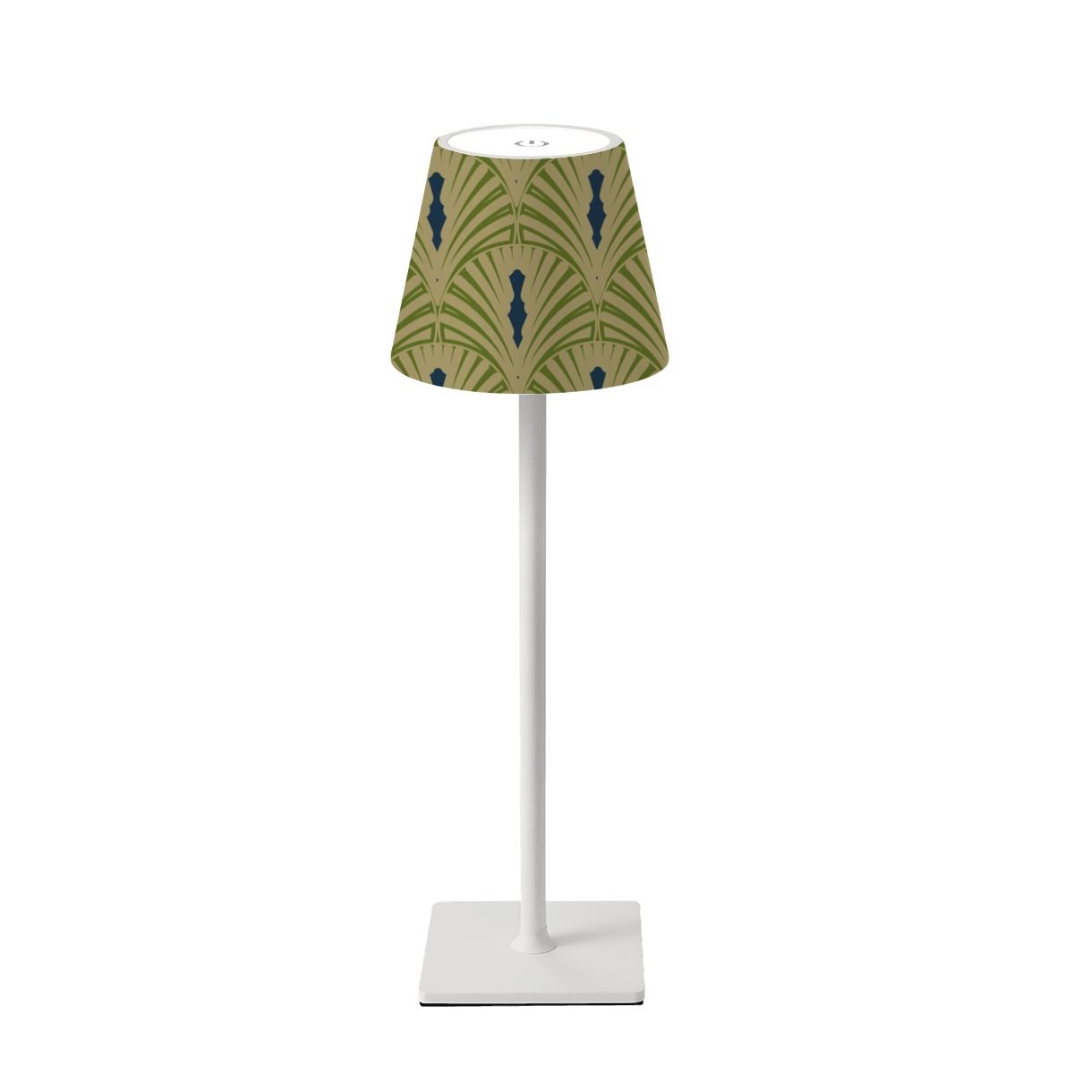 Art Deco Army Green Royal Blue Mahjong LED Cordless Table Lamp - Splash of Color Co.