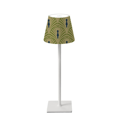 Art Deco Army Green Royal Blue Mahjong LED Cordless Table Lamp - Splash of Color Co.