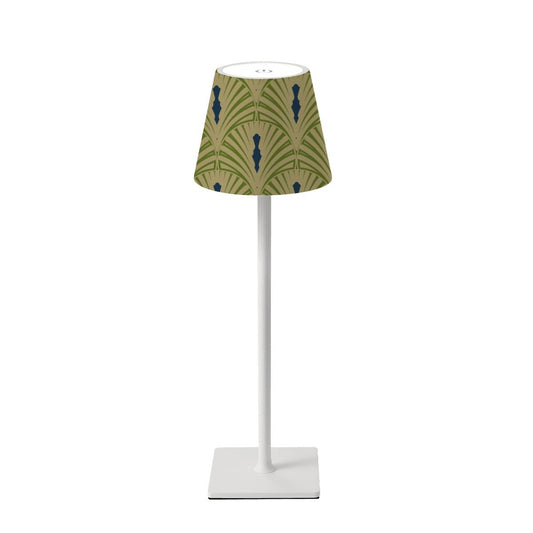 Art Deco Army Green Royal Blue Mahjong LED Cordless Table Lamp - Splash of Color Co.