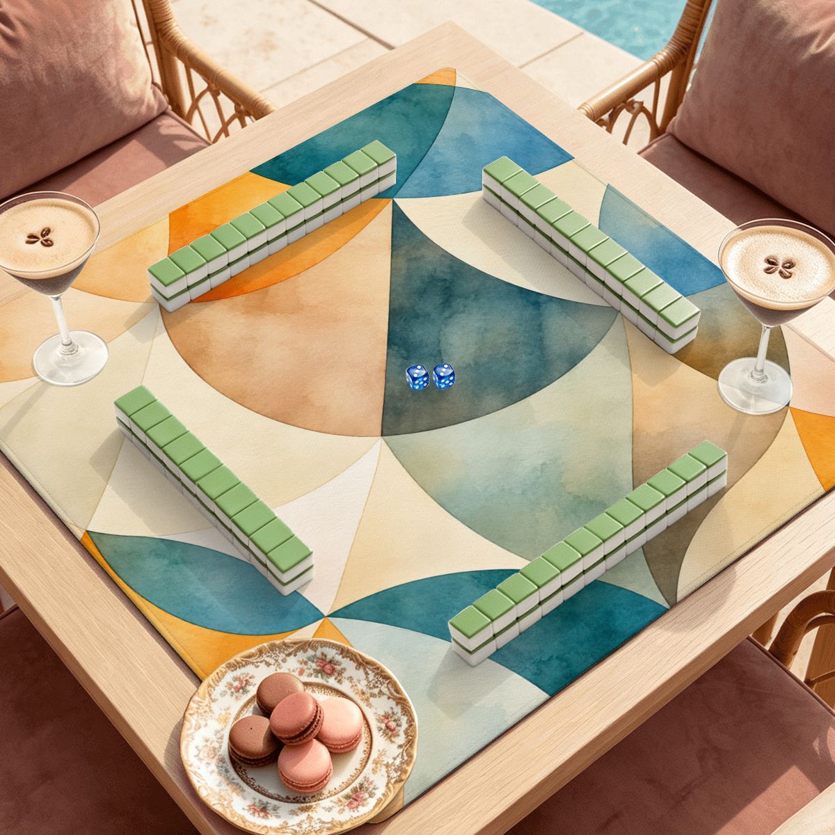 Art Deco Dayz Mahjong Mat Sleek Surface - Splash Of Mahj And Color Co.