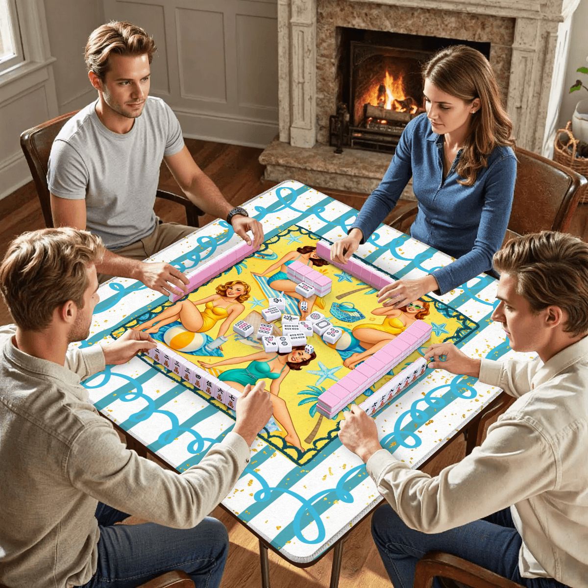 Palm Coast Pinups Mahjong Mat - Splash of Color Co.