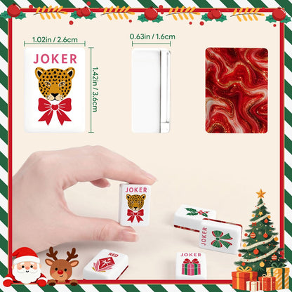 Red Marbled Glam Holiday Christmas Mahjong Tiles And Carry Case - Splash Of Mahj And Color Co.