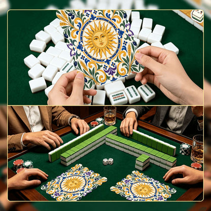 Under The Tuscan Sun Scalloped Mahjong Shuffler Cards Set of 4 - Splash Of Mahj And Color Co.