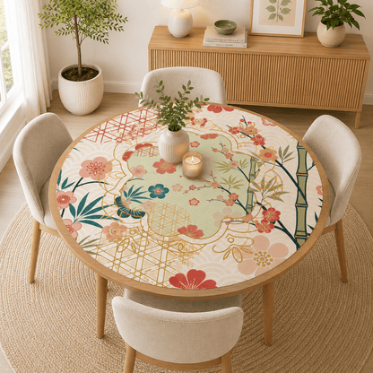 Asian Cherry Blossom Round Mahjong Mat - Splash Of Mahj And Color Co.
