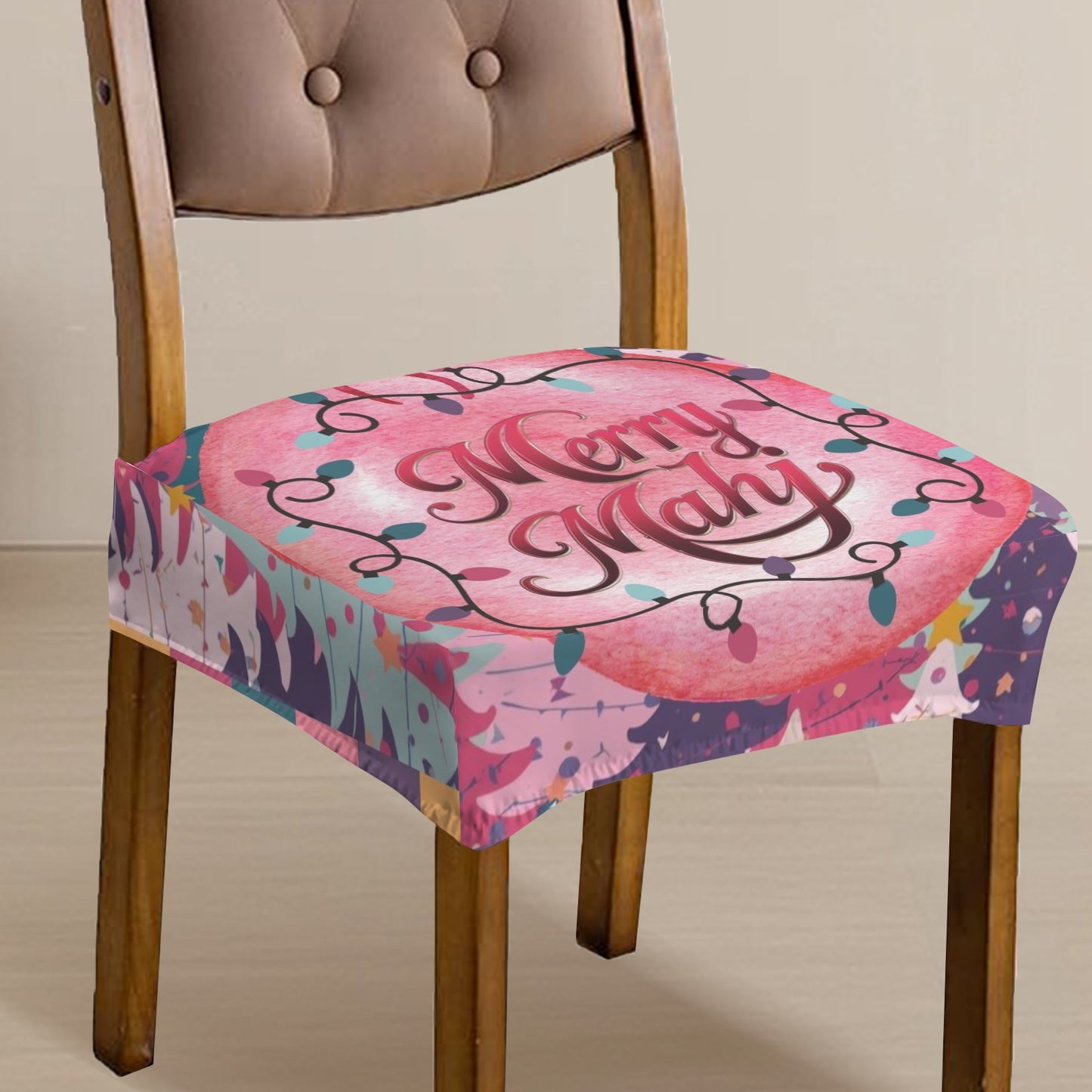 Mahjong Christmas Set Of Four Dining Chair Seat Covers