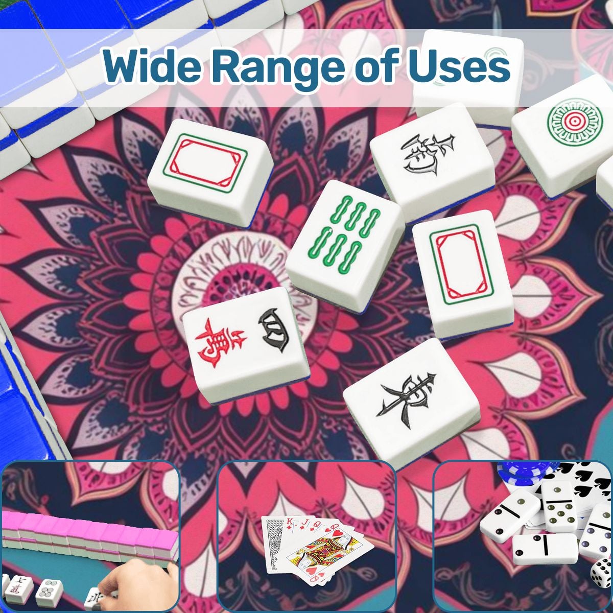 Boho Mandala, Pink, Purple Mahjong Mat - Splash of Color Co.