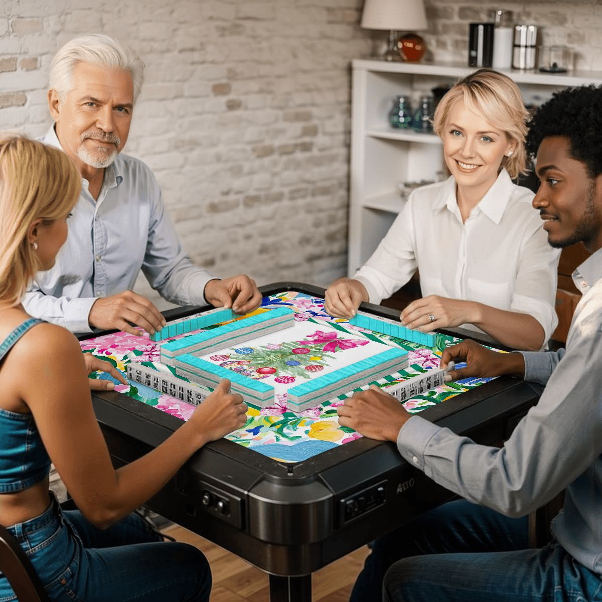 Festive Floral Christmas Tree Mahjong Mat