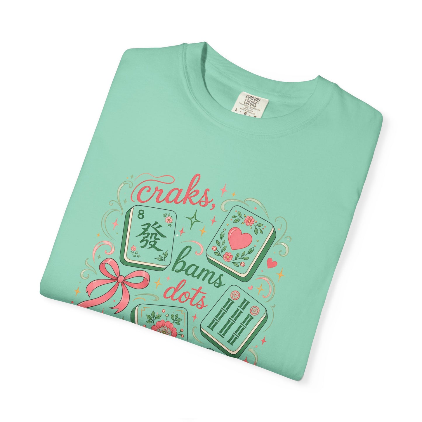 Mahjong Club T-Shirt — Cute Mahjong Tiles Graphic Tee (Crak! Bams Dots)