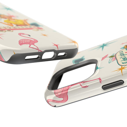 Funny Mahjong Tropical Flamingo Phone Case — “I Don’t Give a Crak” Magnetic Impact-Resistant Case