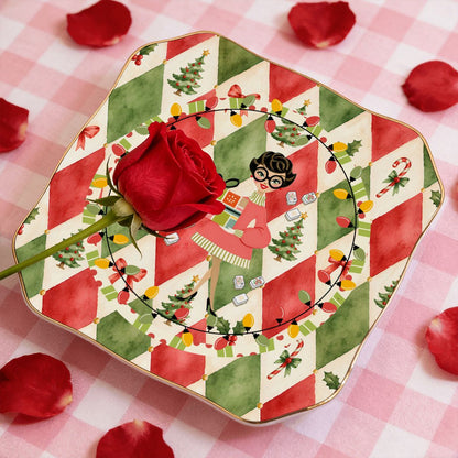 Cuz We Need A Little Christmas Scalloped Ceramic Mahjong Dice Tray