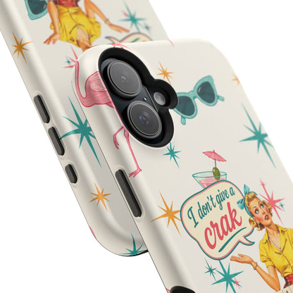 Funny Mahjong Tropical Flamingo Phone Case — “I Don’t Give a Crak” Magnetic Impact-Resistant Case