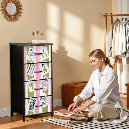 Mahjong Dresser Mahj Accessory Chest Of Drawers Pink Green Preppy Mahj Tile Design - Splash of Color Co.