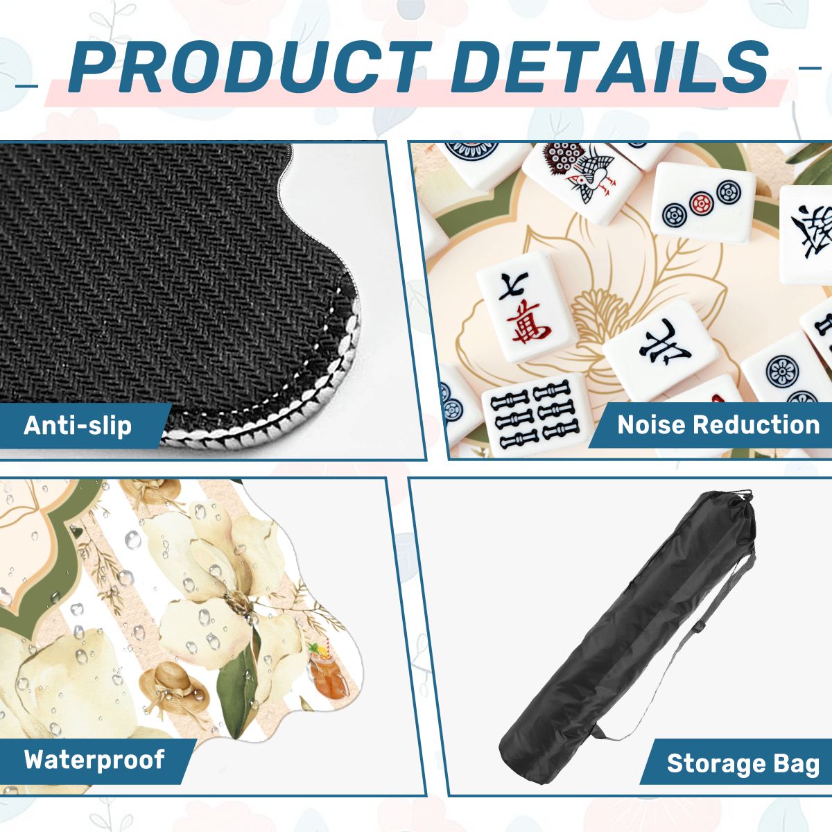 Magnolias And Sweet Tea Scalloped Mahjong Mat - Splash of Color Co.