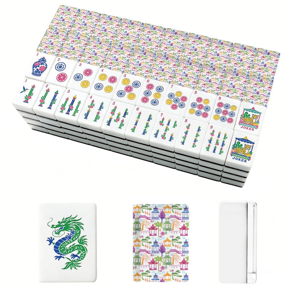 Asian Pagoda Chinoiserie Pretty Pastel American Mahjong Tiles And Carry Case