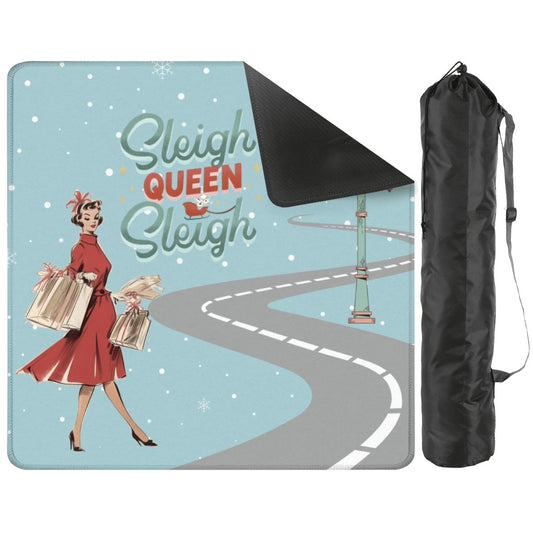Christmas Mahjong Mat, Funny Sleigh Queen Sleigh Holiday Game Mat