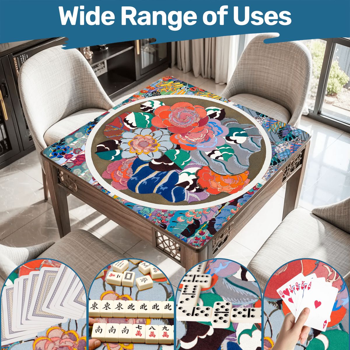 Art Deco Floral Bouquet Mahjong Mat - Splash of Color Co.