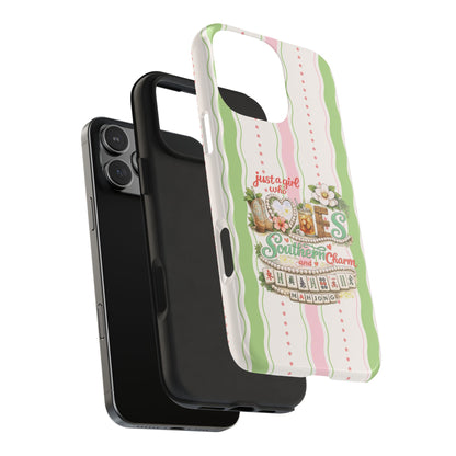 Just a Girl, Who Loves Southern Charm and Mahjong Preppy Pastel Phone Cases - Splash of Color Co.