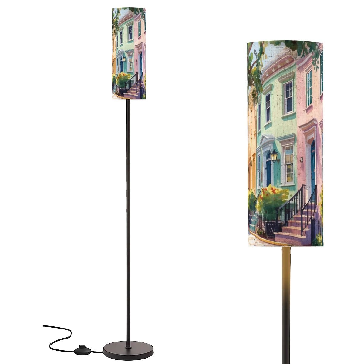 Charleston South Carolina Rainbow Row Modern Floor Lamp - Splash of Color Co.