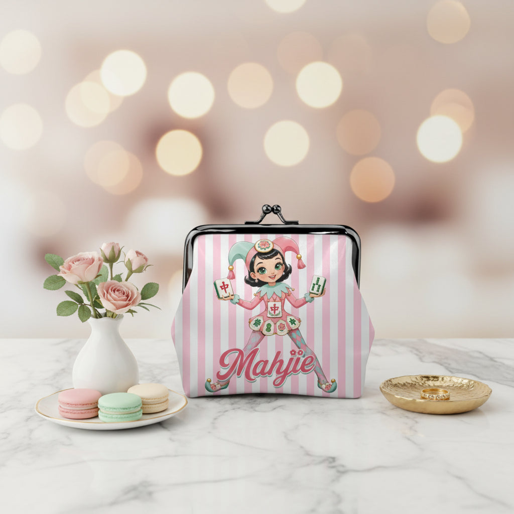 Mahjie The Lucky Mahjong Mascot Women's Leather Kiss Lock Coin Purse
