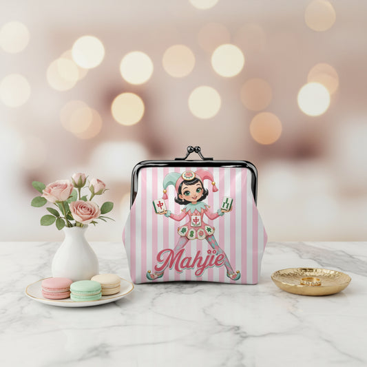 Mahjie The Lucky Mahjong Mascot Women's Leather Kiss Lock Coin Purse
