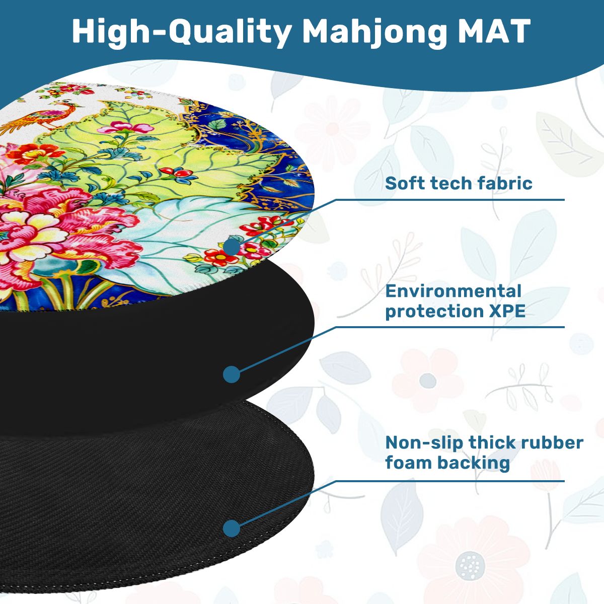 Tobacco Leaf Floral Round Mahjong Mat