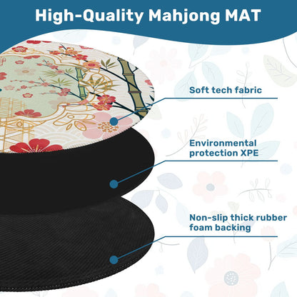 Asian Cherry Blossom Round Mahjong Mat - Splash Of Mahj And Color Co.