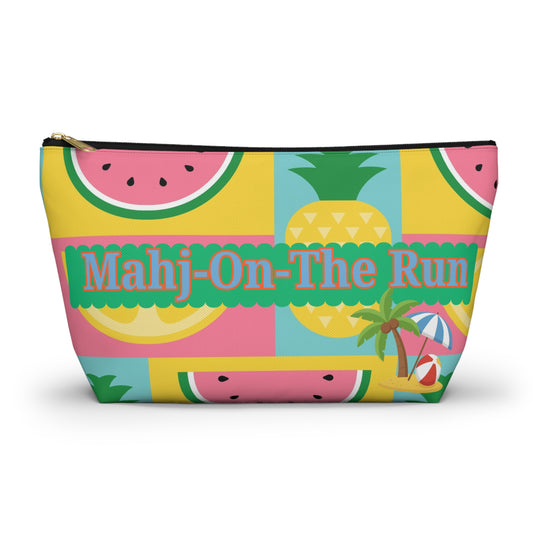 Mahj On The Run Tile Travel Pouch Tropical Fruit Pattern Accessory Pouch - Splash of Color Co.