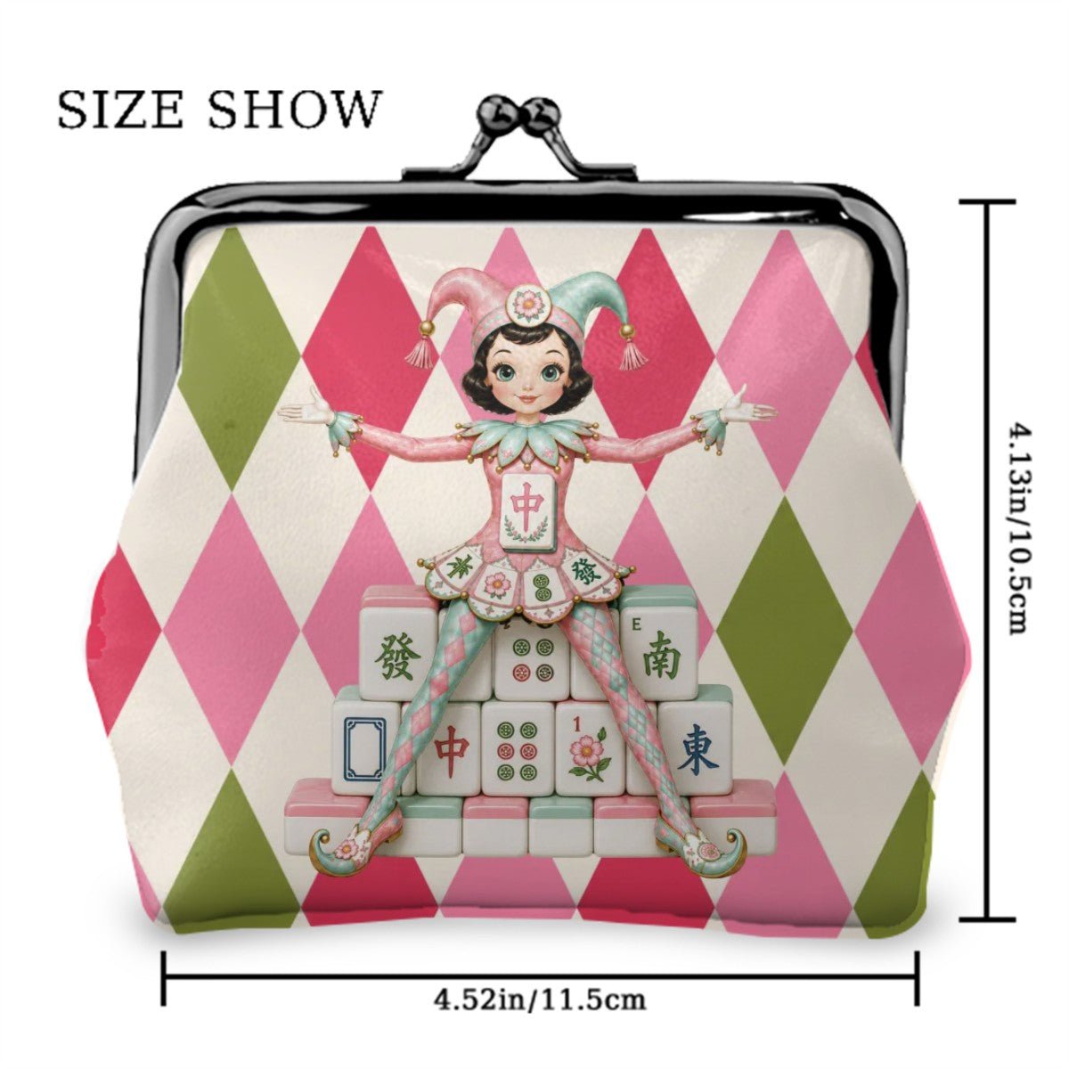Mahjie The Mahjong Mascot Women's Leather Kiss Lock Coin Purse - Splash Of Mahj And Color Co.