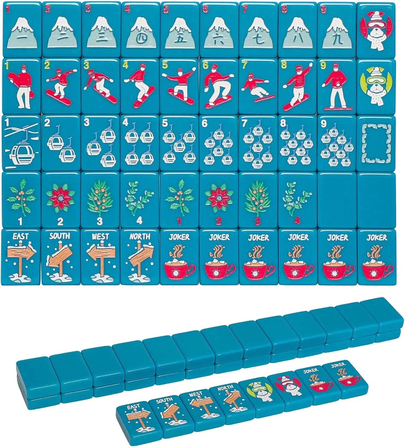 Mahjong Winter Wonderland Whimsical Snowboarding Mahj Game Mat
