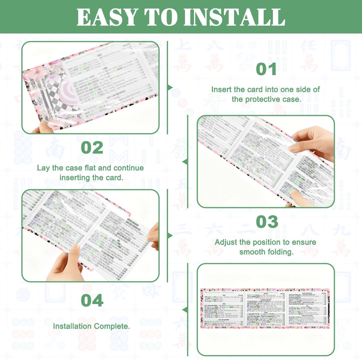 Harlequin Romance Floral Preppy 4 Mahjong Card Holder with Line Finder - Splash of Color Co.